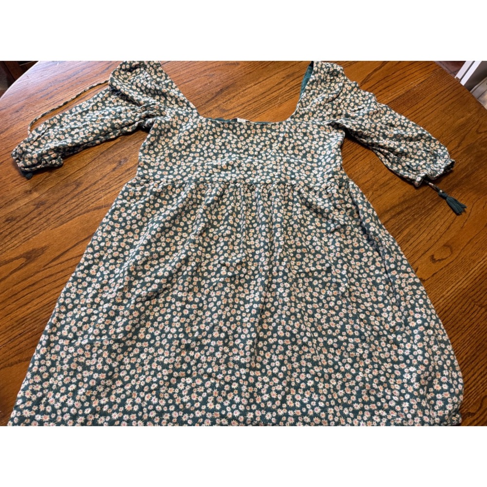 American Eagle Teal Floral Daisy Square Neck Babydoll Mini Dress Medium